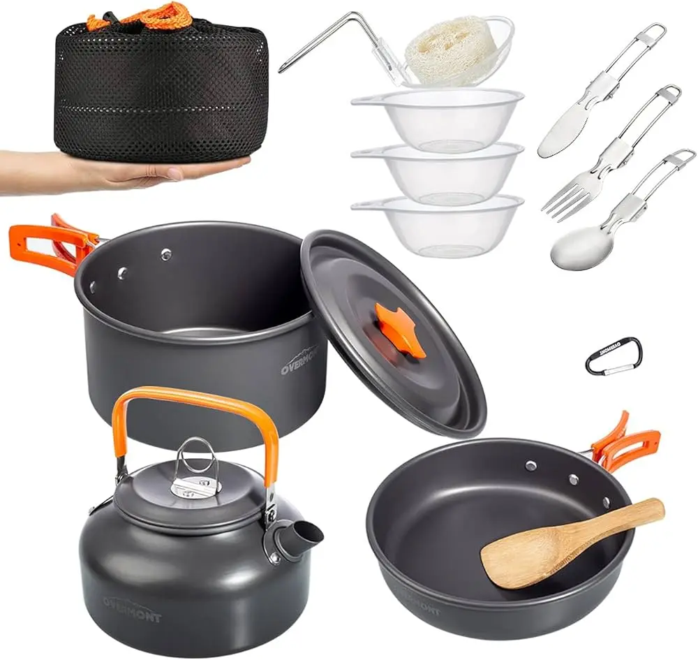 Overmont Lightweight 14-Piece Camping Cookware DS-308
