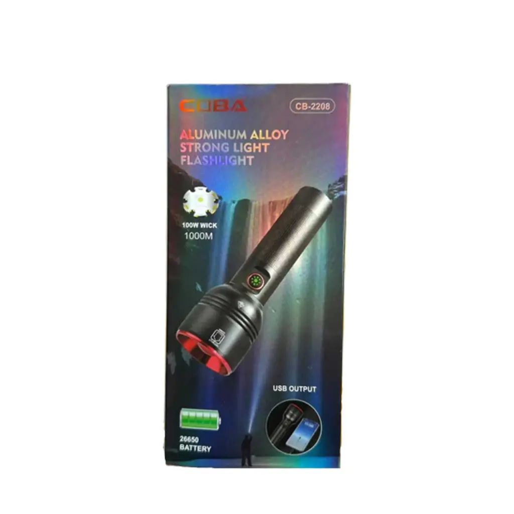 COBA Aluminum Alloy 100W 1000M Strong Light Flashlight with USB Output (G62)