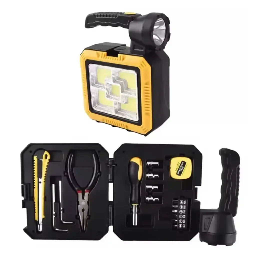 Solar Rechargeable Emergency Flashlight with Tool Kit Set