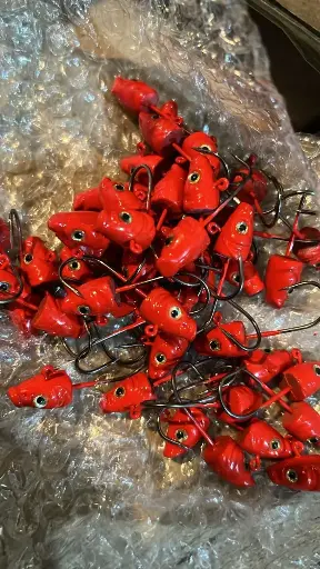 Red Bullet Head Jig Heads - Assorted Weights & Hook Sizes