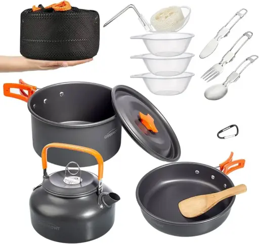 Overmont Lightweight 14-Piece Camping Cookware DS-308